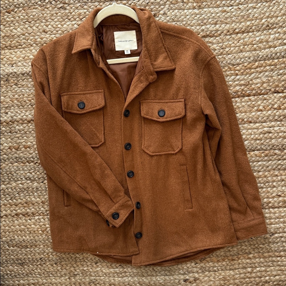 Thread & Supply Chestnut Brown Button-Up Jacket